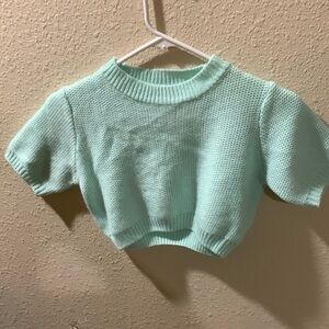 SHEIN mint knit crop short sleeve sweater size small